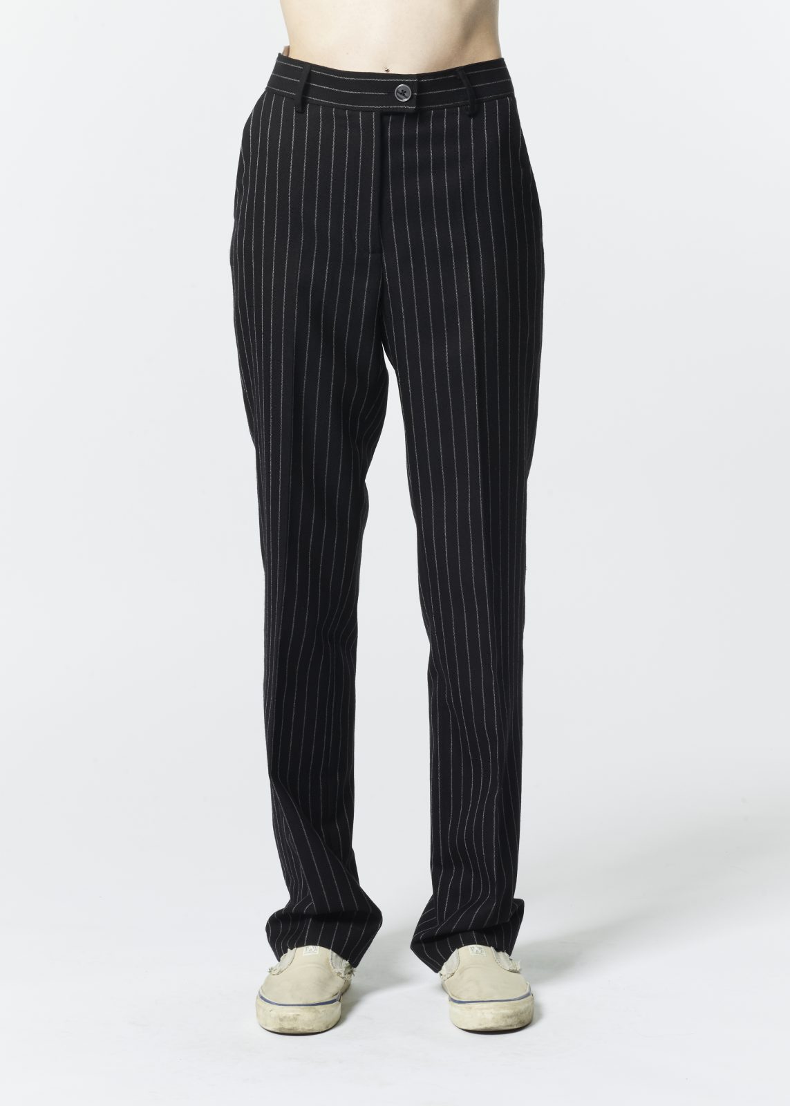 Lucy Mid-rise Relaxed Fit Pinstripe Trousers, Navy Pinstripe – SAINT ART